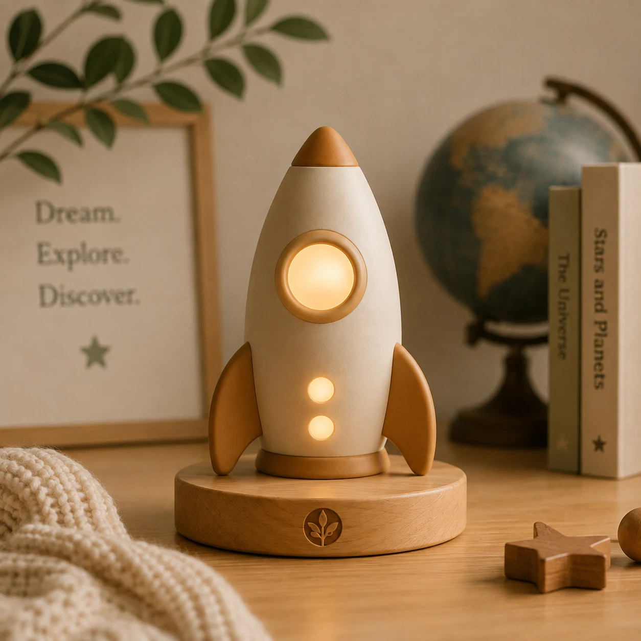 Explorer Rocket glowing softly