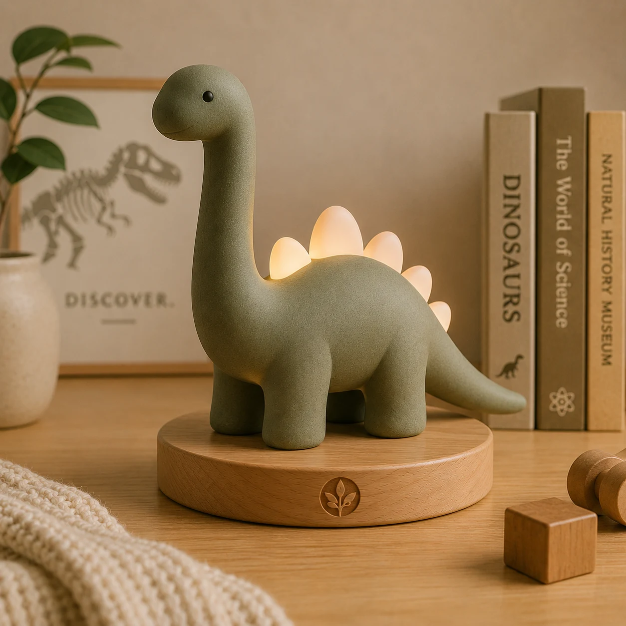 Discovery Dinosaur glowing softly